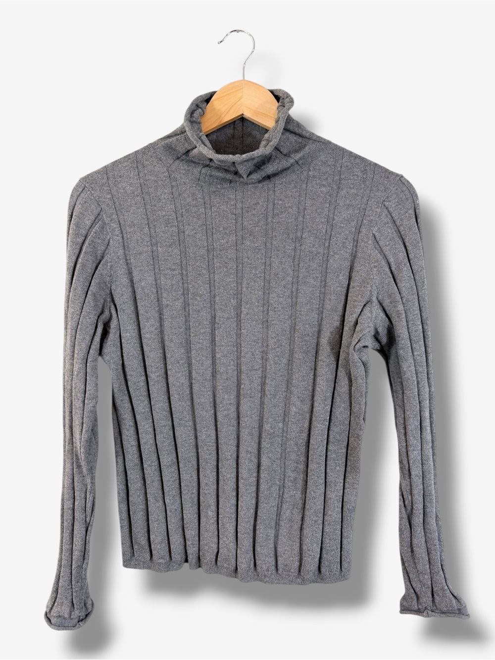 Alex Mill Gray Ribbed Turtleneck Sweater Size L Cotton Cashmere Minimalist